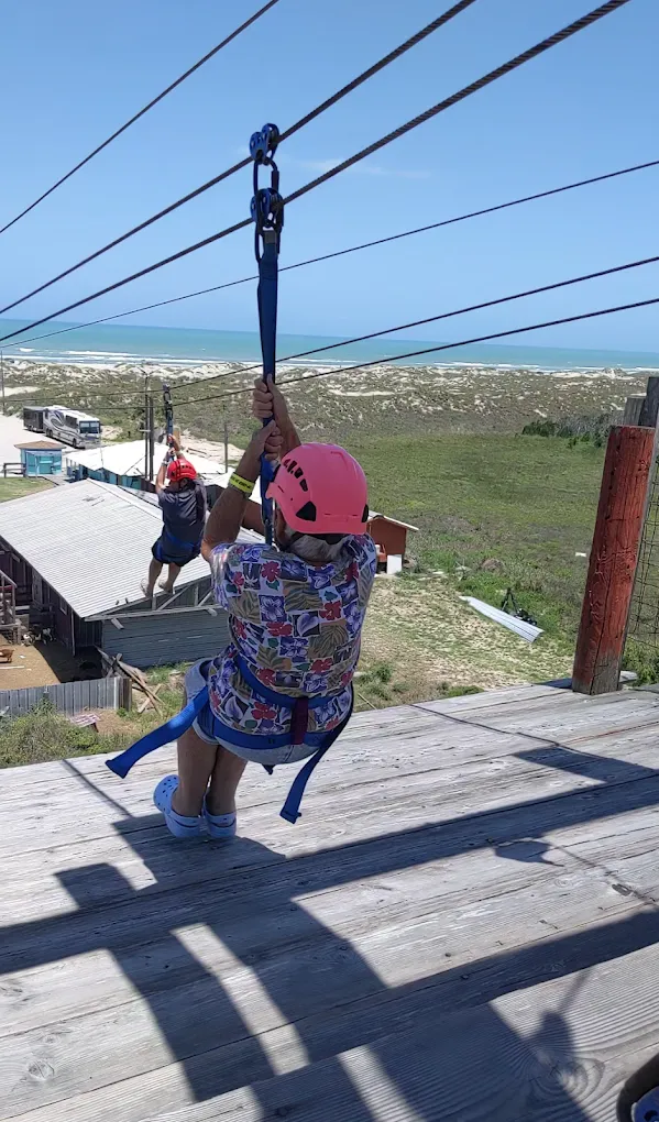 Visitors enjoying an adventure activity at Island Adventure Park on South Padre Island